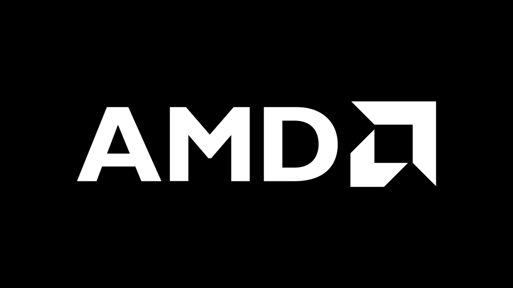 AMD official logo in white on a black background.